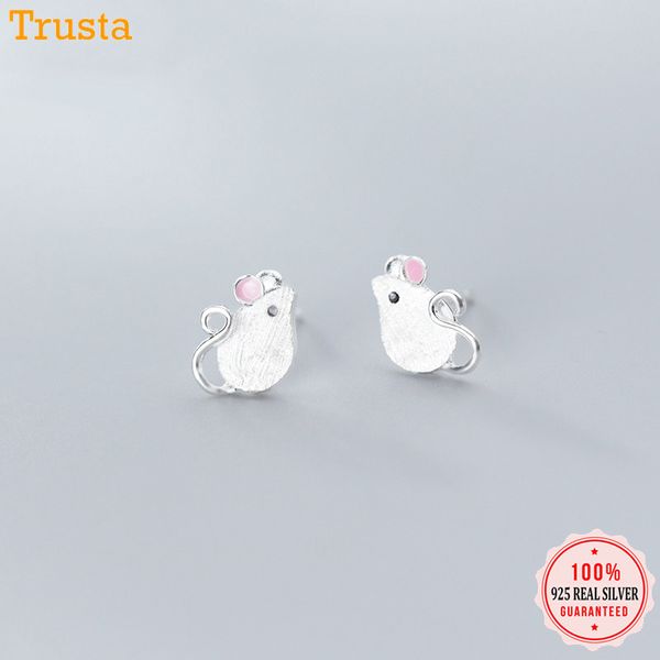 trusta minimalist genuine 925 sterling silver sweet wire drawing mouse stud earring for women friends teens jewelry gift da565, Golden;silver 
trusta minimalist genuine 925 sterling silver sweet wire drawing mouse stud earring for women friends teens jewelry gift da565, Golden;silver