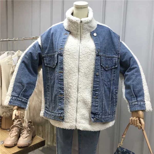 winter 2020 new retro lambskin stitching stand-up collar zipper long sleeve loose warm denim cotton jacket women, Black
winter 2020 new retro lambskin stitching stand-up collar zipper long sleeve loose warm denim cotton jacket women, Black