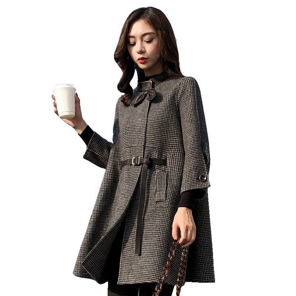 simple cloak wool coat female 2019 new korean fashion elegant woolen coat autumn winter wild plaid windbreaker jacket a802, Black
simple cloak wool coat female 2019 new korean fashion elegant woolen coat autumn winter wild plaid windbreaker jacket a802, Black