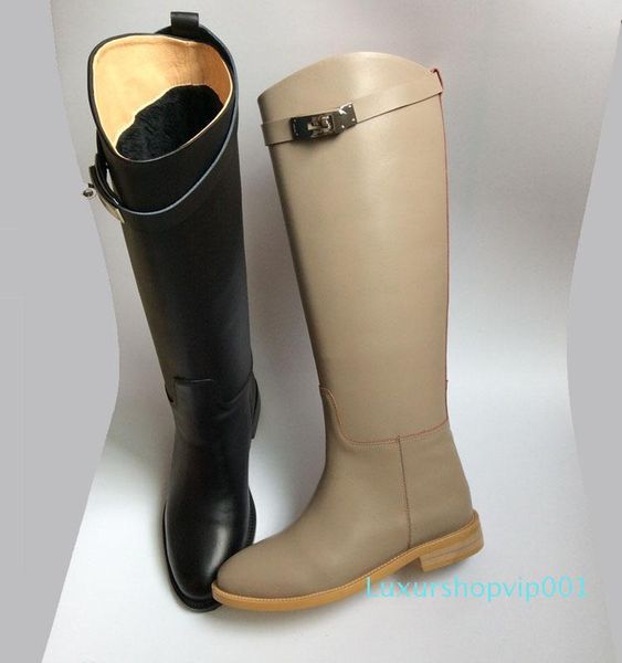 u503 40/41/42 genuine leather buckle knee high boots h black grey luxury classic flat ridding celeb d55 02
u503 40/41/42 genuine leather buckle knee high boots h black grey luxury classic flat ridding celeb d55 02