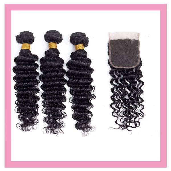 malaysian unprocessed human hair extensions deep wave bundles with 4x4 lace closure middle three part deep curly natural color 4 pieces, Black;brown
malaysian unprocessed human hair extensions deep wave bundles with 4x4 lace closure middle three part deep curly natural color 4 pieces, Black;brown
