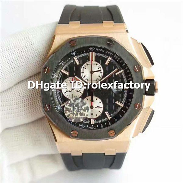 Classic 26406 Black Ceramic Bezel Rose Gold Case Mens Watch 7750 Automatic Chronograph Movement 28800vph Rubber Strap Sapphire Crystal
Classic 26406 Black Ceramic Bezel Rose Gold Case Mens Watch 7750 Automatic Chronograph Movement 28800vph Rubber Strap Sapphire Crystal