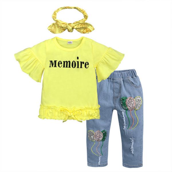 2020 girls fashion clothing sets children summer trend flare sleeve tees + pants + hair accessories three pieces set girls casual tshirts, White
2020 girls fashion clothing sets children summer trend flare sleeve tees + pants + hair accessories three pieces set girls casual tshirts, White
