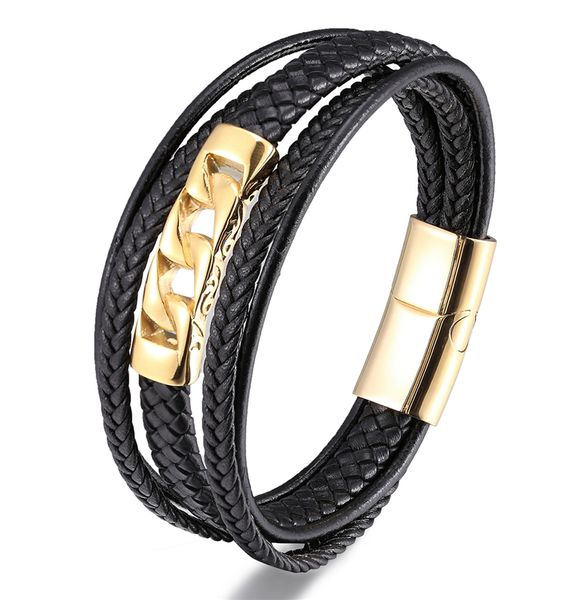 mkendn multilayer punk style design genuine leather bracelet for men steel magnetic button christmas gift male bracelets, Golden;silver
mkendn multilayer punk style design genuine leather bracelet for men steel magnetic button christmas gift male bracelets, Golden;silver