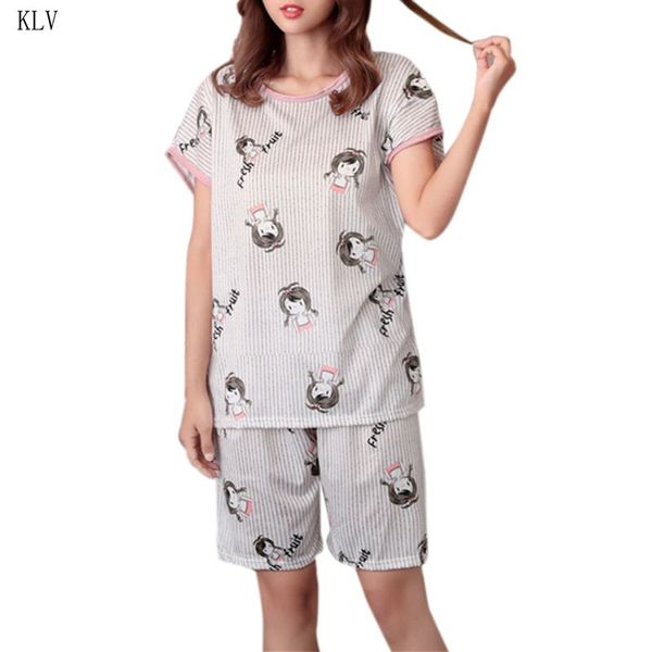 women girls summer milk fiber pajamas set short sleeve cartoon ice cream animal stripes printed shorts loose sleepwear, Blue;gray
women girls summer milk fiber pajamas set short sleeve cartoon ice cream animal stripes printed shorts loose sleepwear, Blue;gray