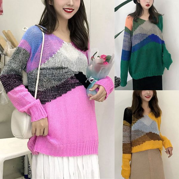 women's casual sweater loose long sleeve v-neck knit hood lazy wind knit sweater 10.9, White;black
