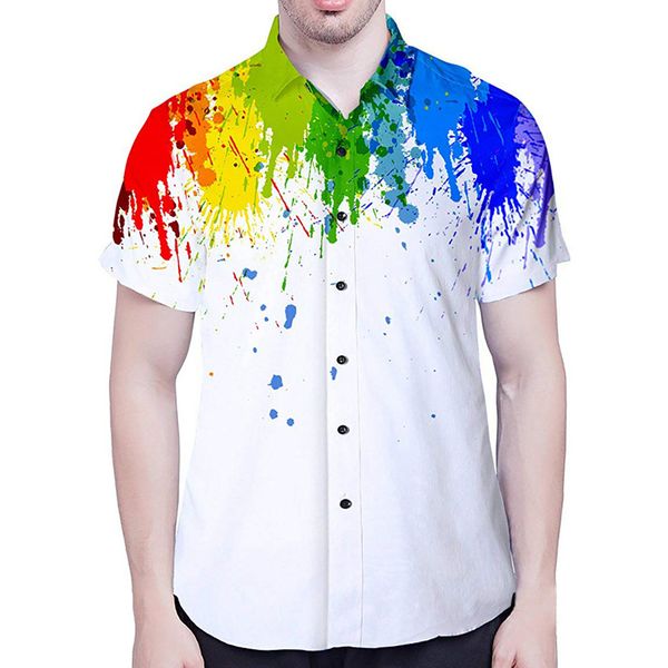 2019 men's summer fashion button rainbow print hawaiian style lapel short sleeve shirt shirt men formal l0502, White;black
2019 men's summer fashion button rainbow print hawaiian style lapel short sleeve shirt shirt men formal l0502, White;black