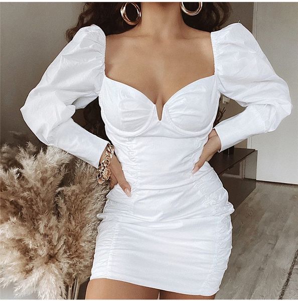 puff sleeve white dress women v-neck mini dress bodycon vintage pleated ruched casual elegant dress short nag632, White;black
puff sleeve white dress women v-neck mini dress bodycon vintage pleated ruched casual elegant dress short nag632, White;black