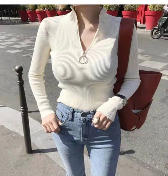 selling 9colors long sleeve zipper collar stretch pullover knitted sweater women's pullover size 191004yqw03, White;black
selling 9colors long sleeve zipper collar stretch pullover knitted sweater women's pullover size 191004yqw03, White;black
