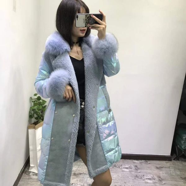 real sheep fur coat winter women 2019 white duck down jacket real price parka fur turn-down collar with geniune, Black
real sheep fur coat winter women 2019 white duck down jacket real price parka fur turn-down collar with geniune, Black