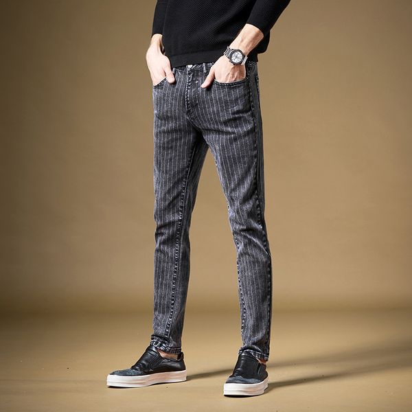 2019 new men's male denim pants jeans gray striped tide brand korean slim trend casual autumn trousers, Blue
2019 new men's male denim pants jeans gray striped tide brand korean slim trend casual autumn trousers, Blue