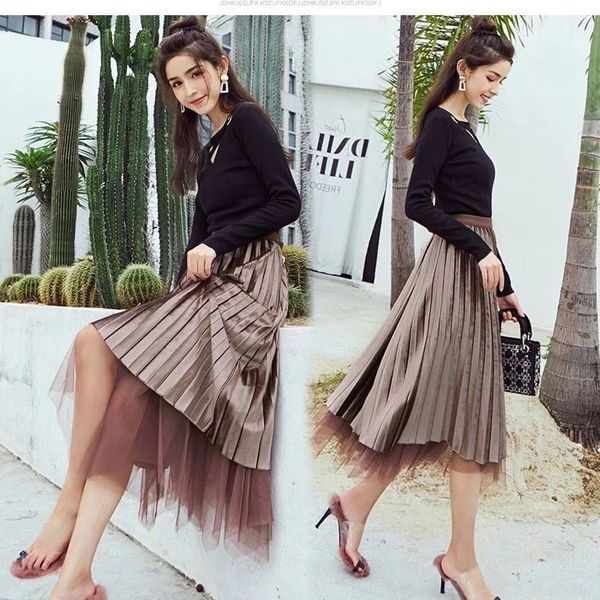 elexs 2 layers mesh skirts women's black gray tulle skirt elastic high waist pleated midi skirt double-side
elexs 2 layers mesh skirts women's black gray tulle skirt elastic high waist pleated midi skirt double-side