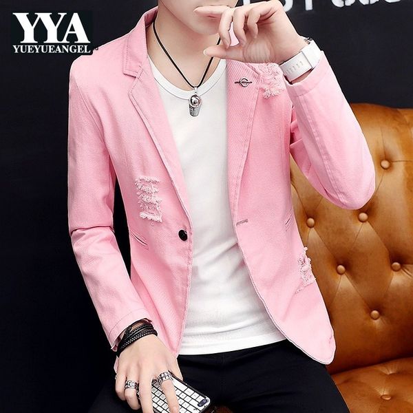slim fit personalit nightclub wear fashion casual mens blazers long sleeve single button hole ripped high street male coats, White;black
slim fit personalit nightclub wear fashion casual mens blazers long sleeve single button hole ripped high street male coats, White;black