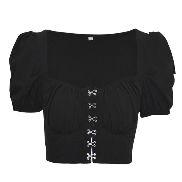 black square collar puff sleeve ultra short gothic victorian blouse steampunk lolita shirt women night club party wear, White
black square collar puff sleeve ultra short gothic victorian blouse steampunk lolita shirt women night club party wear, White
