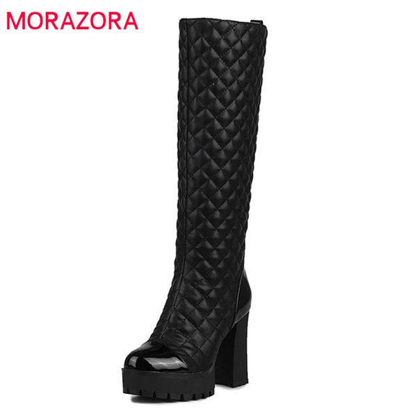 morazora 2020 genuine leather boots women zipper knee high boots warm autumn winter platform square high heels shoes, Black
morazora 2020 genuine leather boots women zipper knee high boots warm autumn winter platform square high heels shoes, Black