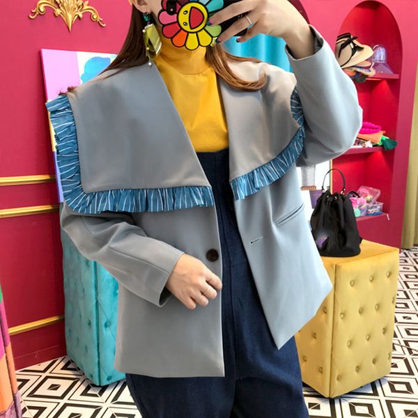 korea korean fashion split joint lace female blazer suit long sleeve 2019 new autumn 3 colors loose women jacket b769, White;black
korea korean fashion split joint lace female blazer suit long sleeve 2019 new autumn 3 colors loose women jacket b769, White;black