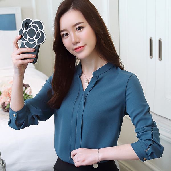 women's blouses & shirts korea loose v-neck women shirt spring office blouse mujer chiffon turn-down collar career blusas, White
women's blouses & shirts korea loose v-neck women shirt spring office blouse mujer chiffon turn-down collar career blusas, White