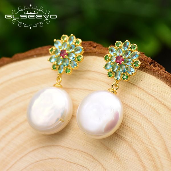 glseevo 925 sterling silver natural baroque pearl earrings for women round pave blue red zircon earring jewelry piercing ge0691 cj191201, Golden
glseevo 925 sterling silver natural baroque pearl earrings for women round pave blue red zircon earring jewelry piercing ge0691 cj191201, Golden