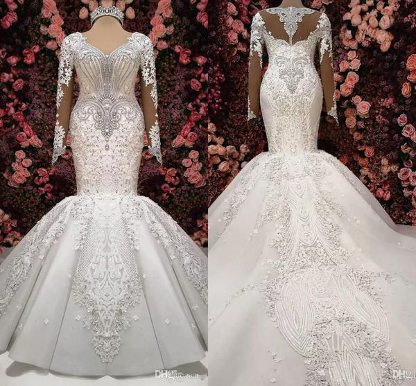 luxurious mermaid wedding dresses lace appliques beaded crystal formal wedding dress bridal gowns vestidos de marriage robes de mariée, White
luxurious mermaid wedding dresses lace appliques beaded crystal formal wedding dress bridal gowns vestidos de marriage robes de mariée, White
