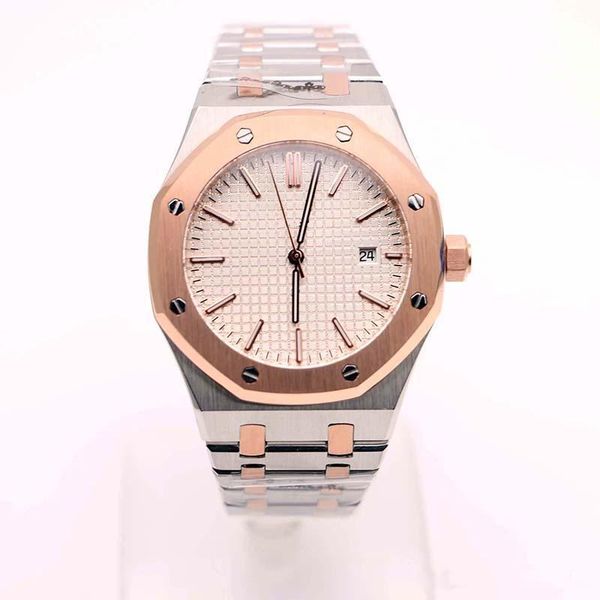 royal oak automatic mechanical movement watches stainless two tone white dial date sports watch bracelet 41mm mens wristwatches, Slivery;brown
royal oak automatic mechanical movement watches stainless two tone white dial date sports watch bracelet 41mm mens wristwatches, Slivery;brown