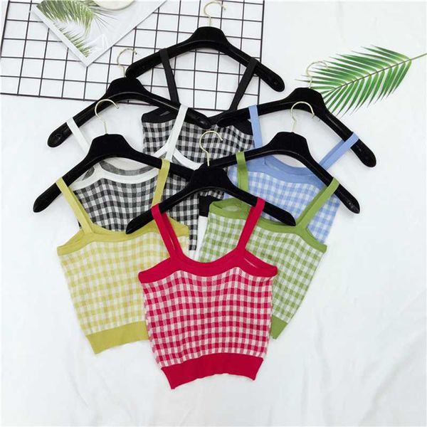 fashion plaid knit women camis button club women vest casual all match ladies sleeveless crop top, White
fashion plaid knit women camis button club women vest casual all match ladies sleeveless crop top, White