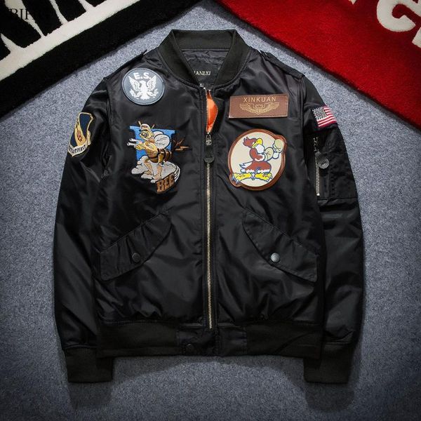 bjhg 2020men bomber jacket slim male wear casual windbreaker man pilot jacket with patches green thin mens coat outwear clothing, Black;brown
bjhg 2020men bomber jacket slim male wear casual windbreaker man pilot jacket with patches green thin mens coat outwear clothing, Black;brown