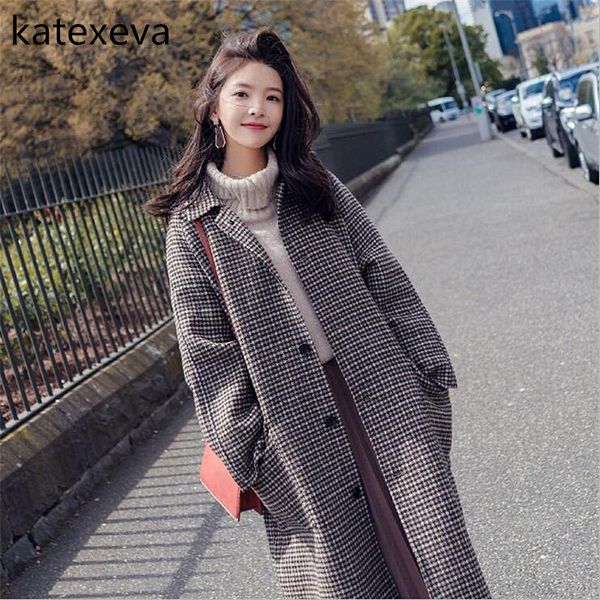 katexeva 2018 winter new women's korean version of the loose temperament retro plaid single breasted lapel woolen coat women, Black
katexeva 2018 winter new women's korean version of the loose temperament retro plaid single breasted lapel woolen coat women, Black