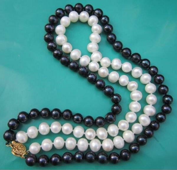 2 strands 7x8mm white black pearl 2 rows necklace gold clasp natural freshwater pearl women jewelry 35cm 43cm 15'' 17'', Golden;silver
2 strands 7x8mm white black pearl 2 rows necklace gold clasp natural freshwater pearl women jewelry 35cm 43cm 15'' 17'', Golden;silver