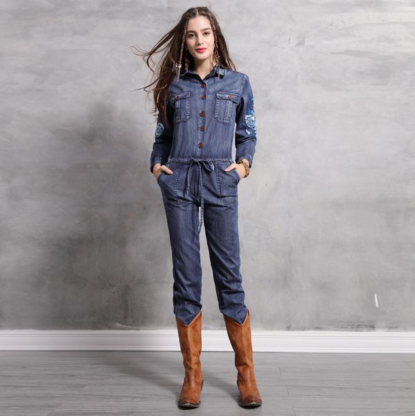 vintage denim jumpsuit 2019 spring women long sleeve pocket button turn down collar embroidery jeans jumpsuits, Black;white
vintage denim jumpsuit 2019 spring women long sleeve pocket button turn down collar embroidery jeans jumpsuits, Black;white