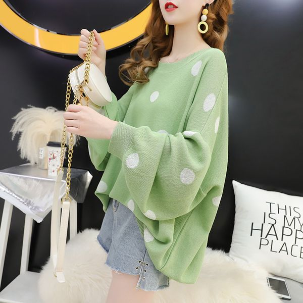 women's sweaters knit women loose pullover sweater 2021 dot casual round neck female autumn an163, White;black
women's sweaters knit women loose pullover sweater 2021 dot casual round neck female autumn an163, White;black