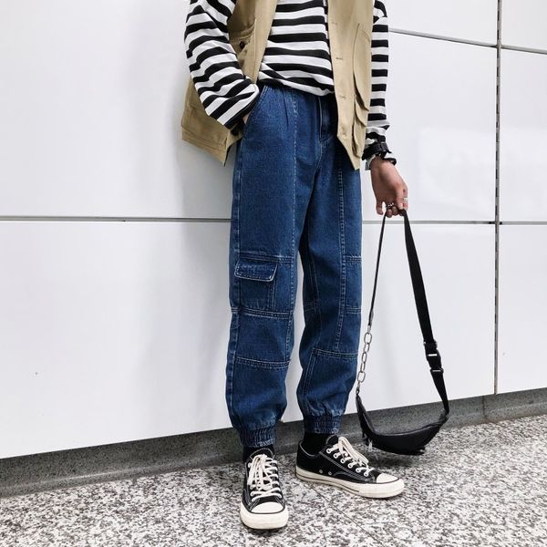 2019 autumn men's work stretch slim fit casual pants cargo pocket skinny jeans biker denim blue color trousers plus size -2xl
2019 autumn men's work stretch slim fit casual pants cargo pocket skinny jeans biker denim blue color trousers plus size -2xl