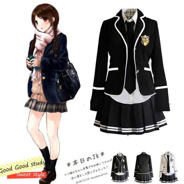 girl japanese school uniform cosplay costume black red plaid skirt coat jk sailor suits sets, White
girl japanese school uniform cosplay costume black red plaid skirt coat jk sailor suits sets, White
