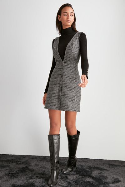 trendyol knit dress twoaw20el2099, Black;pink