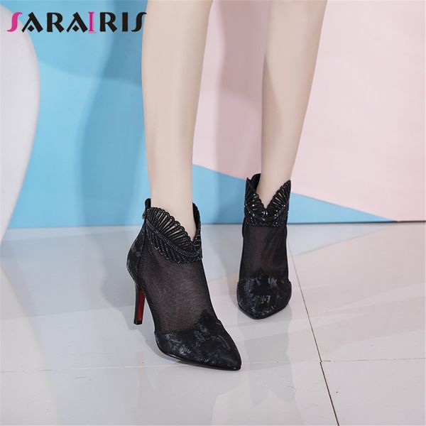 sarairis 2019 высочайшее качество модные ботинки женские туфли на молнии на высоком каблуке черные туфли женские сетчатые сапоги леди обувь, Black
sarairis 2019 высочайшее качество модные ботинки женские туфли на молнии на высоком каблуке черные туфли женские сетчатые сапоги леди обувь, Black