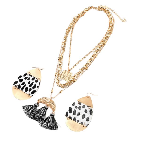 earrings jewelry set square tag tassel multi-layer necklace leopard water drop pendant neck chain ear ornament, Silver
earrings jewelry set square tag tassel multi-layer necklace leopard water drop pendant neck chain ear ornament, Silver