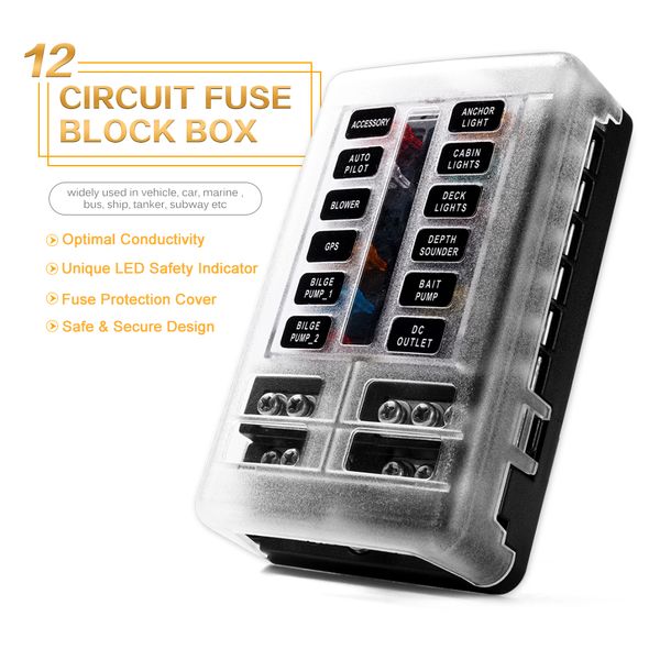 new 12 way blade fuse box holder 12v 24v for car boat marine caravan trike car fuse blocks with led indicator warning light
new 12 way blade fuse box holder 12v 24v for car boat marine caravan trike car fuse blocks with led indicator warning light