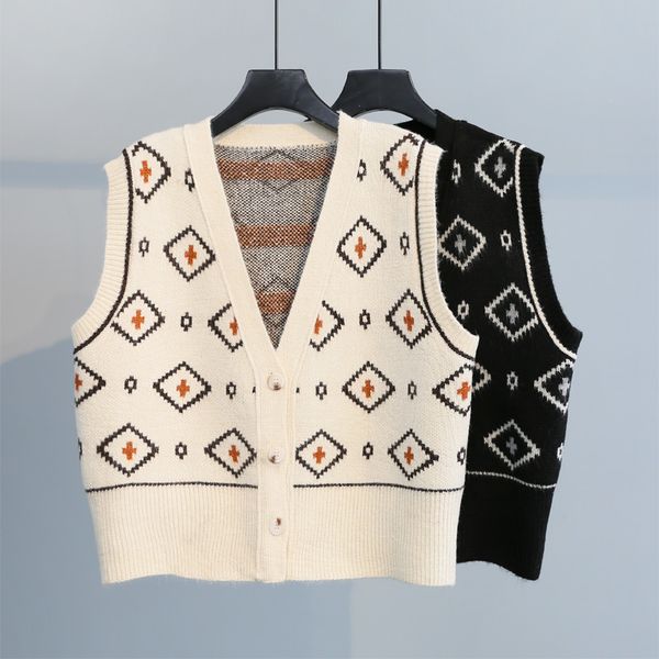 2020 spring sweater cardigan sleeveless vest female retro national style knitted vest yfnt2482, Black;white
2020 spring sweater cardigan sleeveless vest female retro national style knitted vest yfnt2482, Black;white