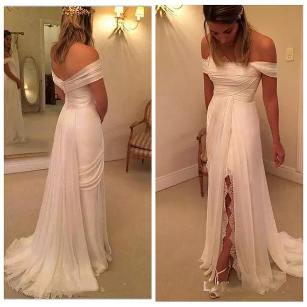 2019 off shoulder mermaid wedding dresses lace appliques surplice bodice sweep train long bridal gowns formal vestidos de mariee beach, White
2019 off shoulder mermaid wedding dresses lace appliques surplice bodice sweep train long bridal gowns formal vestidos de mariee beach, White