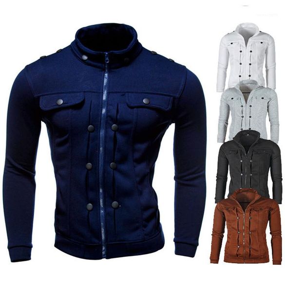 outerwear slim fake pocket style button zipper hoodie coat fashion male clothing autumn winter mens designer plus size, Black;brown
outerwear slim fake pocket style button zipper hoodie coat fashion male clothing autumn winter mens designer plus size, Black;brown