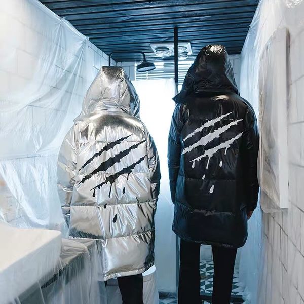 2018 new scratch printing hooded coat cotton clothing hip hop long winter warm couple jacket thick jacket, Black
2018 new scratch printing hooded coat cotton clothing hip hop long winter warm couple jacket thick jacket, Black