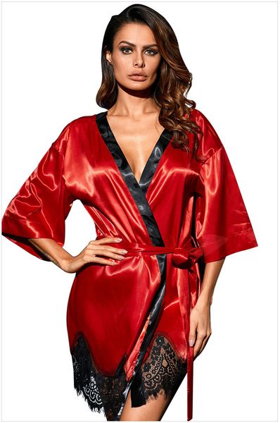 women designer sleepwear fashoin lace panelled solid color evening night robe women designer clothes, Black;red
women designer sleepwear fashoin lace panelled solid color evening night robe women designer clothes, Black;red