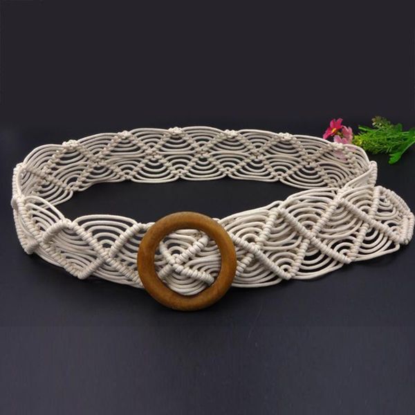 boho style wax rope knitted belt round wooden buckle handmade braided female belt casual khaki belts for women solid waist, Black;brown 
boho style wax rope knitted belt round wooden buckle handmade braided female belt casual khaki belts for women solid waist, Black;brown