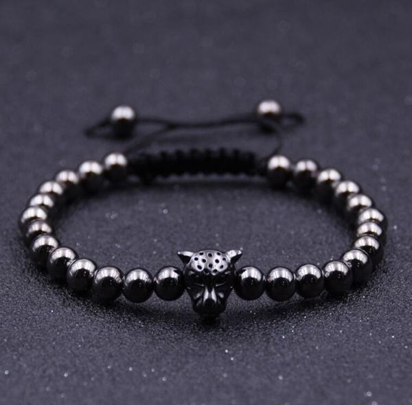 leopard head hollow copper beads bead bracelet men's popular handmade designer bracelet, Black
leopard head hollow copper beads bead bracelet men's popular handmade designer bracelet, Black