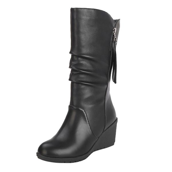 winter vintage boots for women leather wedges snow boots zipper pleated woman shoes casual increased botas mujer chaussures #30, Black
winter vintage boots for women leather wedges snow boots zipper pleated woman shoes casual increased botas mujer chaussures #30, Black