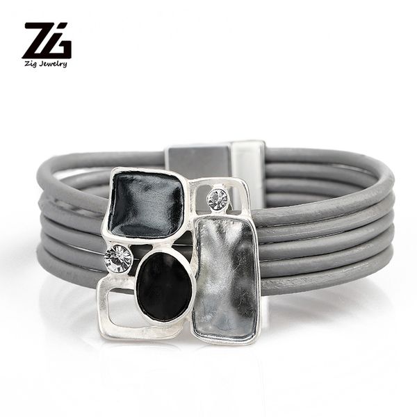 zg new arrival magnetic clasp leather women jewelry with color metal charms in 3 color, Golden;silver
zg new arrival magnetic clasp leather women jewelry with color metal charms in 3 color, Golden;silver