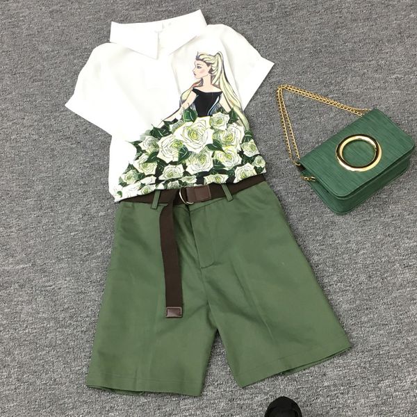 2019 new summer women shortsleeved temperament slim setsladies ms chiffon printed shirt + fashion shorts with belt elegant 2sets, White
2019 new summer women shortsleeved temperament slim setsladies ms chiffon printed shirt + fashion shorts with belt elegant 2sets, White