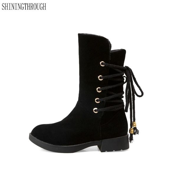 2018 new fashion mid-calf boots winter lace up women boots office ladies shoes low heels snow women shoes, Black
2018 new fashion mid-calf boots winter lace up women boots office ladies shoes low heels snow women shoes, Black