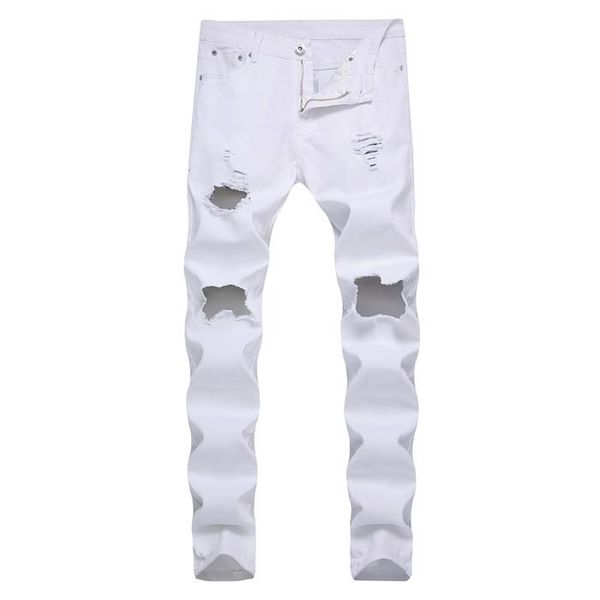 low waist hole mens jeans new arrival washed jeans pencil pants spring skinny casual mens trousers, Blue