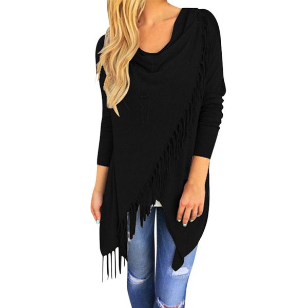 women 's black batwing sleeve tassels hem cloak poncho knitting sweater european and american fashion new style selling long, Black;brown
women 's black batwing sleeve tassels hem cloak poncho knitting sweater european and american fashion new style selling long, Black;brown