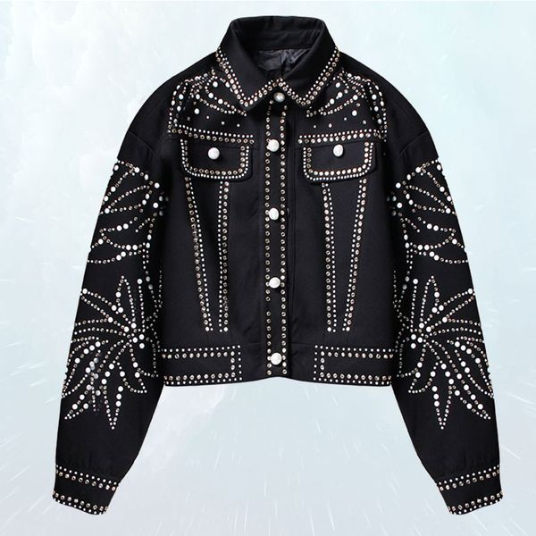 denim womens jacket loose long sleeve single breasted pearls diamonds coat female 2018 autumn streetwear fashion outwear sl087, Black;brown
denim womens jacket loose long sleeve single breasted pearls diamonds coat female 2018 autumn streetwear fashion outwear sl087, Black;brown